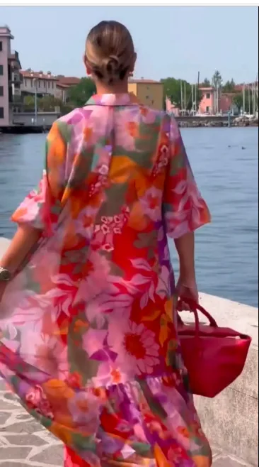 Retro Ethnic Print Long Dress Long Sleeve Loose Maxi Dresses Flowy Swing Dress Spring Summer view 5