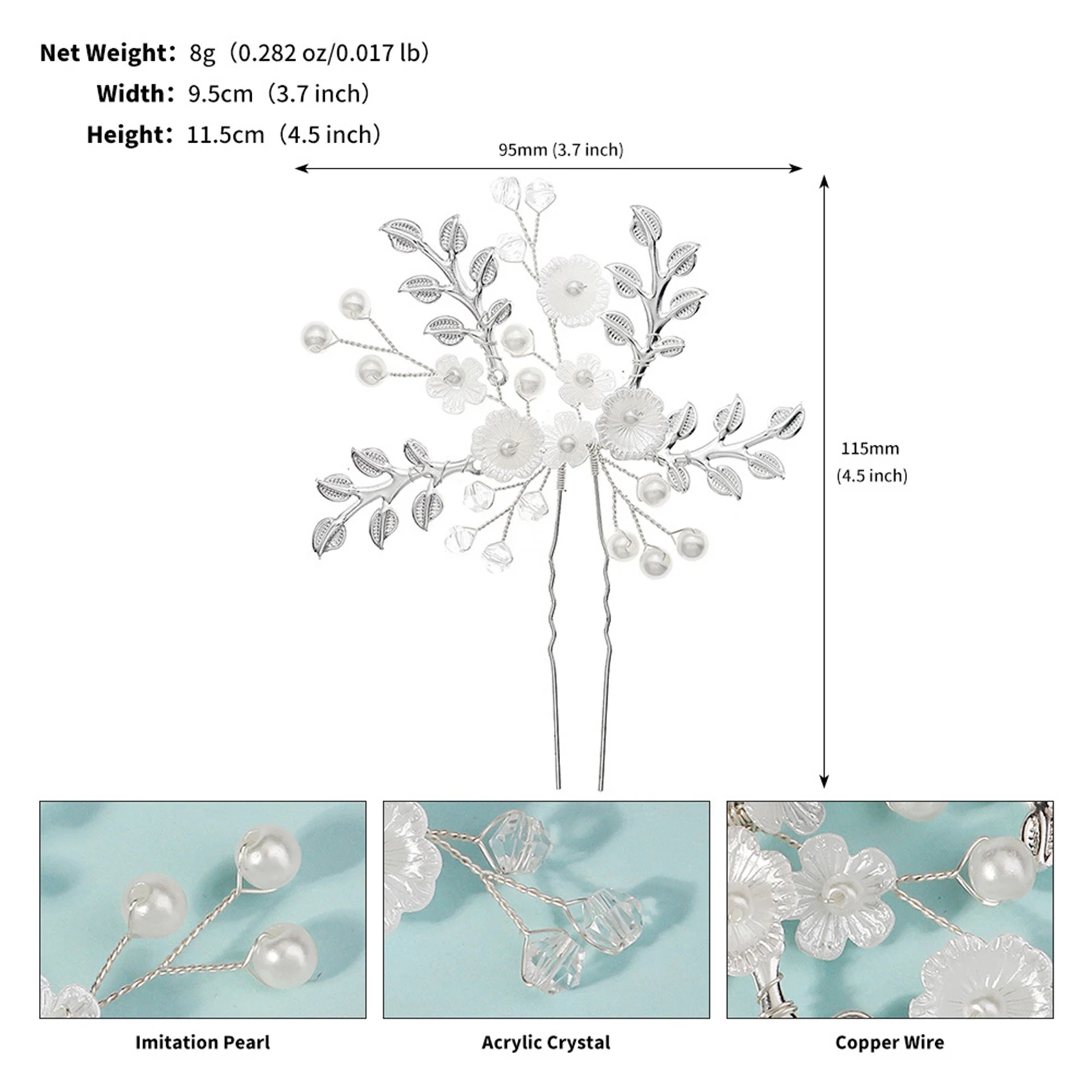 دبابيس الشعر زهرة U شكل خوذة سبيكة الزفاف دبوس الشعر زهرة مقاطع الشعر لمهرجان حفل زفاف رئيس اكسسوارات الديكور #6