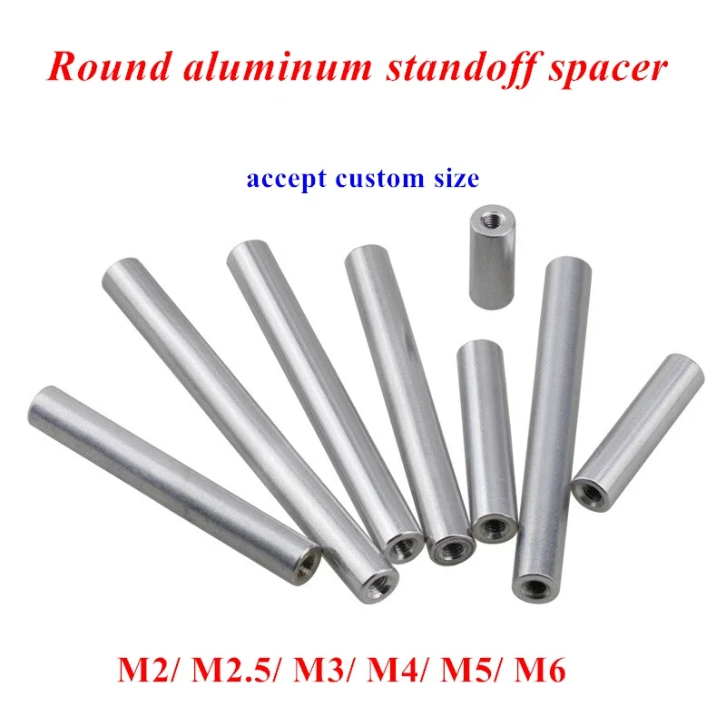 2-10pcs Aluminum Standoffs M2 M2.5 M3 M4 M5 M6 round Aluminum Spacer Standoff Rods Pillars For fpv RC Multirotors