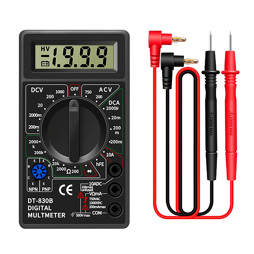 DT830B AC/DC LCD Digital Multimeter 750/1000V Voltmeter Ammeter Ohm Tester High Safety Handheld Meter Digital Multimeter