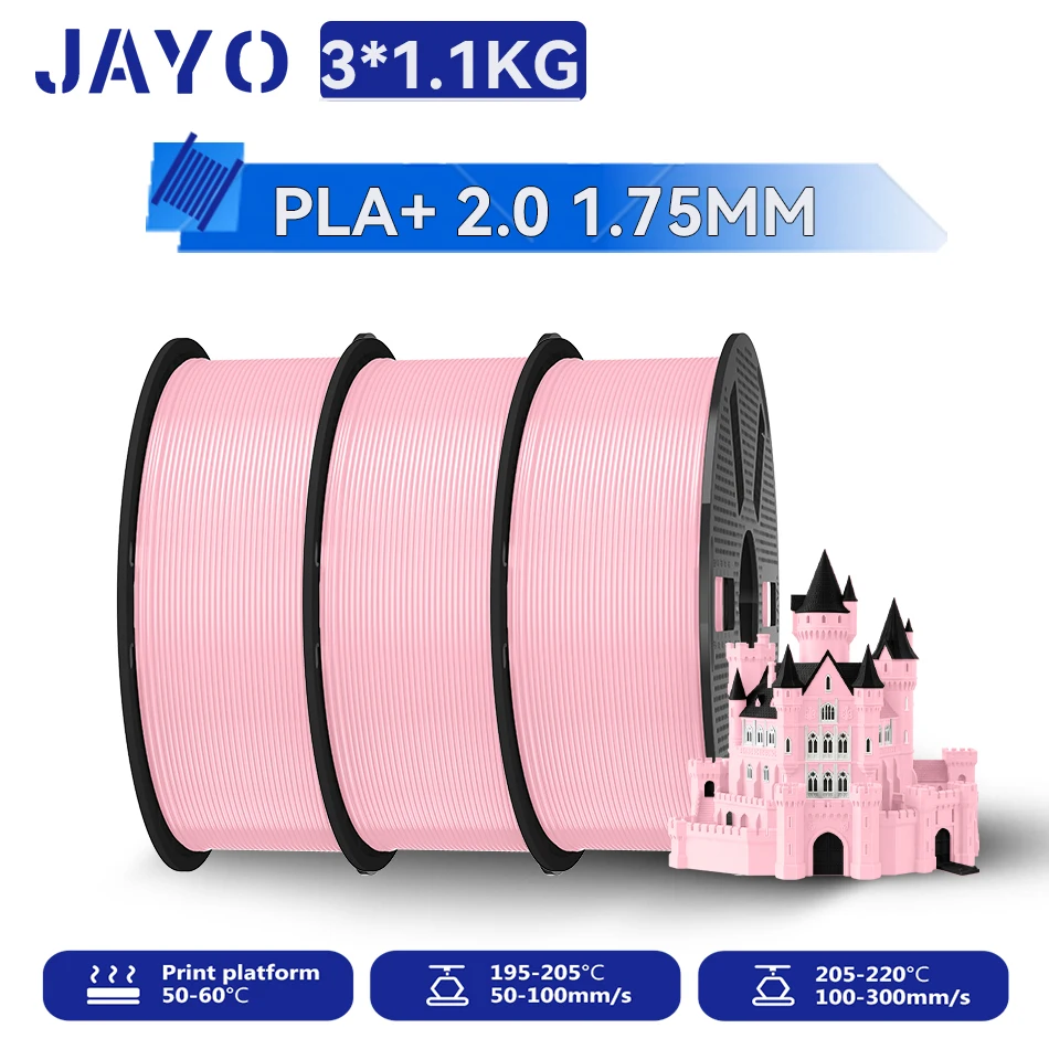 JAYO 3,3KG PLA PLUS 2.0 Filament Upgrade PLA plus 3D-Drucker-Filament Neatly PLA+2.0 3D-Druckmaterial für 99% der 3D-FDM-Drucker