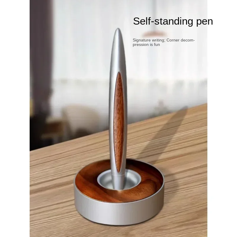 

Magnetic levitation signature pen business gift black walnut stand-up pen custom gift boyfriend teacher leader suspension pen