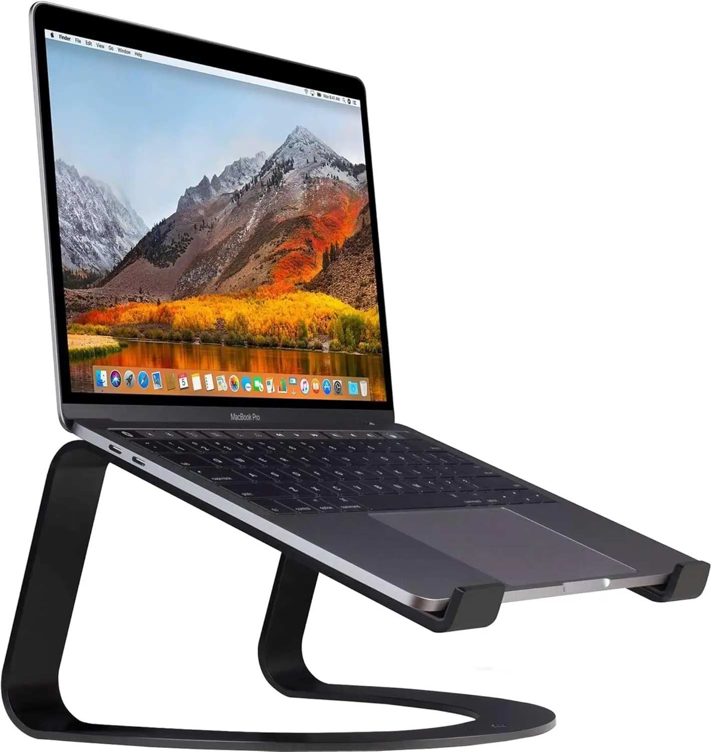

Ergonomic Cooling Stand for MacBooks and Laptops - Matte Black Desktop Riser for Home or Office