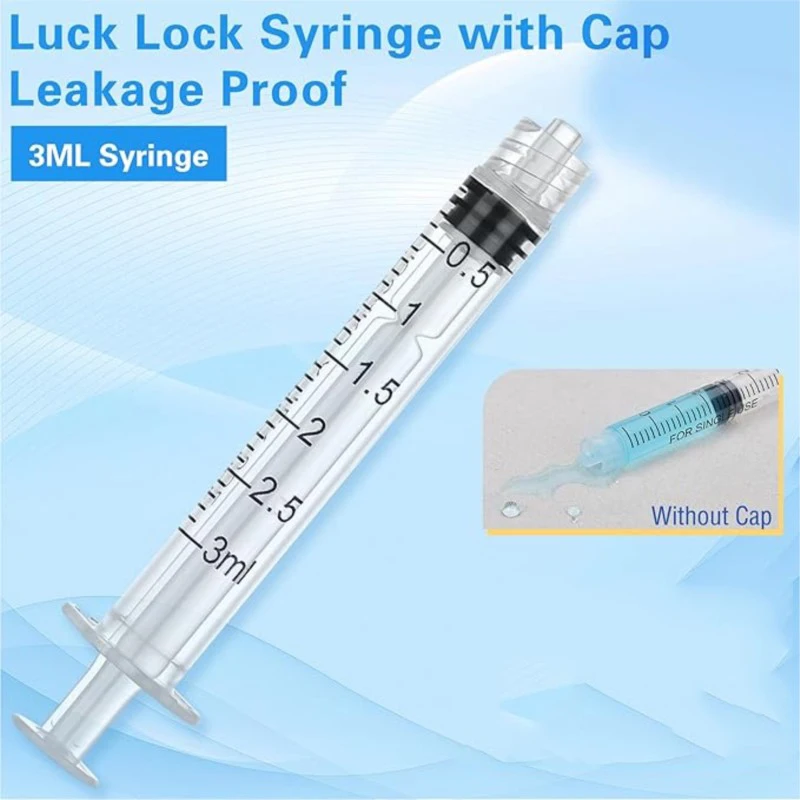 Seringues de laboratoire Luer Lock de 3 ml, 20, 50, 100 pièces, emballées individuellement, échantillonneurs, injecteurs, colle, outil de mesure pour la santé des animaux de compagnie