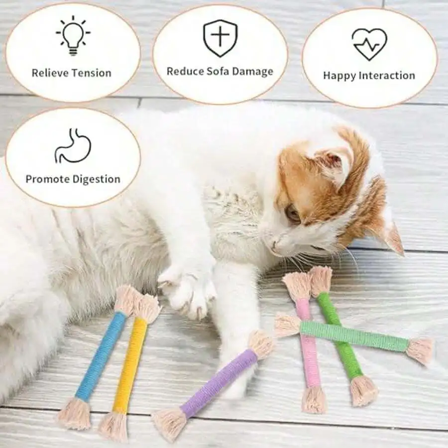 

Cat Chew Rope Toys With Catnip And Silvervine Interactive Kicker For Indoor Cats 23.6 Inches