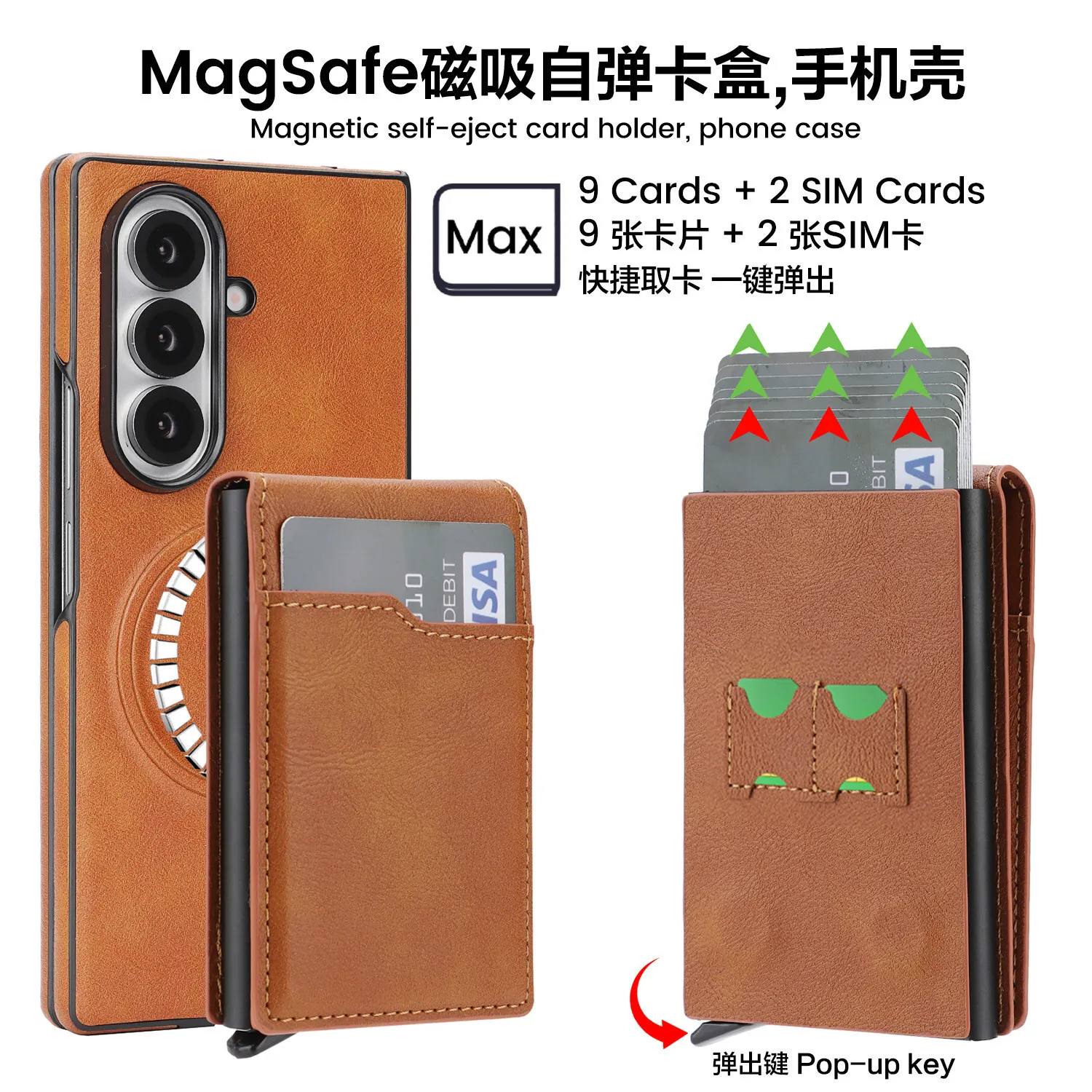 Portable Magsafe magnetic self-retracting card holder is suitable for Samsung foldable screen Galaxy Z Fold7 business phone case