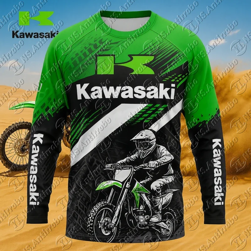 

Kawasaki Motorcycle Racing Team Men T-shirt Long Sleeve Spring Autumn Women Tee Shirts 2025-26 New Sports Children Clothes Tops
