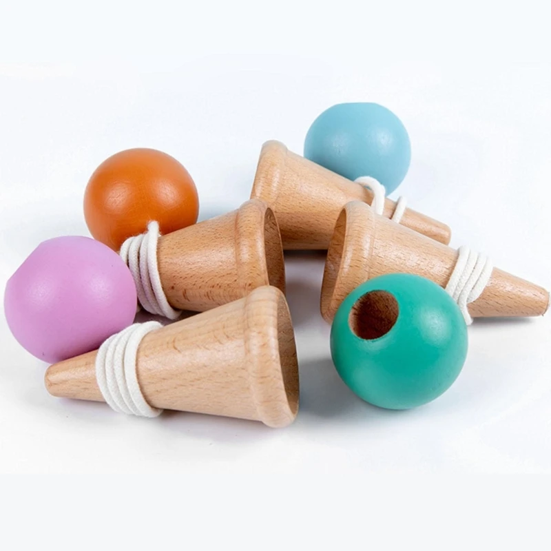 

N80C Japanese Kendama-Ball Wooden Skillful Ball Cup Throw Catch Ball Toy Interactive Game Ball Toddler Coordination Toy