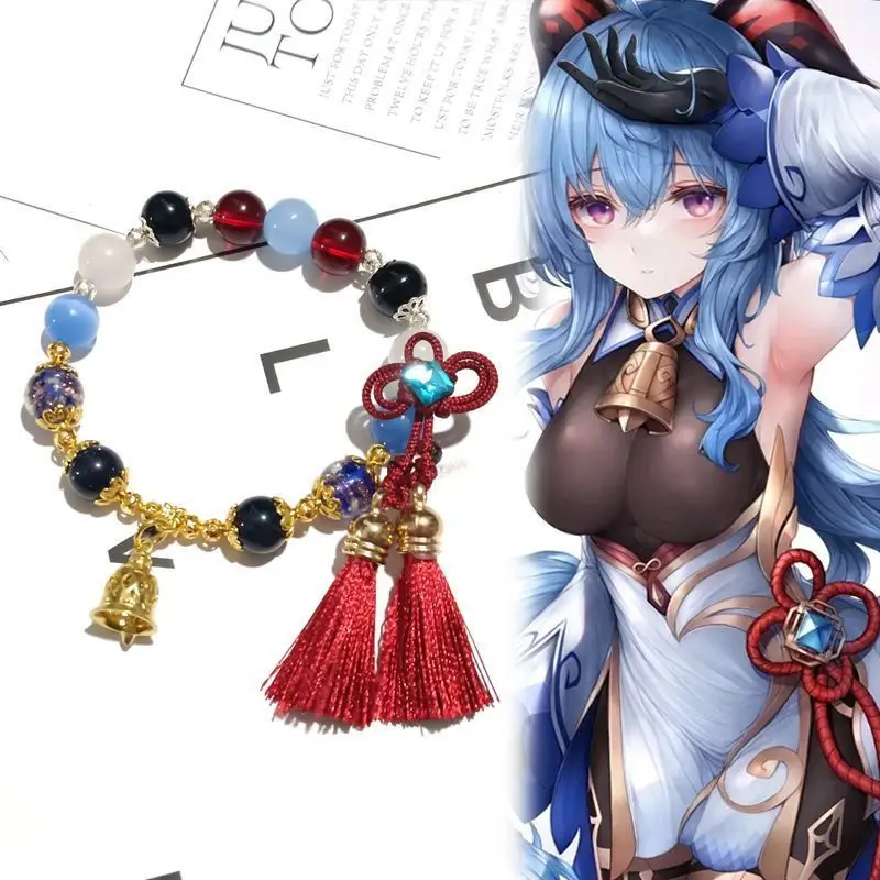 Anime Genshin Impact Kirara Ganyu Cosplay A String of Beads Jewelry Decoration Cartoon Bracelets Send Friend Xmas Birthday Gift