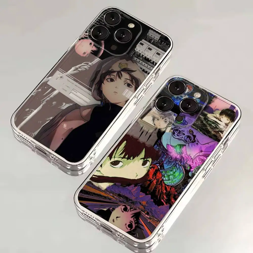 Seriële Experimenten L-Lain Telefoonhoesje Voor iPhone 16,15,14,13,12,11,17 Pro,Max,Plus,X,XS,XR,SE,Mini Transparante Soft Cover