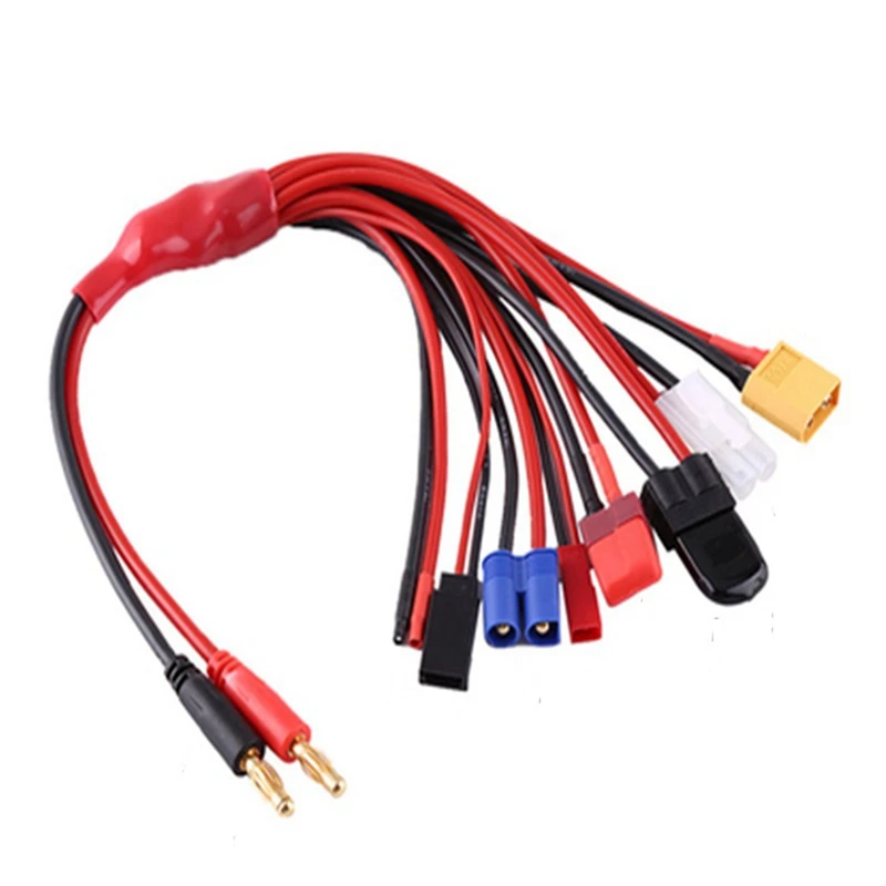 1 PCS Model Airplane Car Model Lithium Battery Multifunction One Tow Eight Charging Cable Red & Black Silicone Line