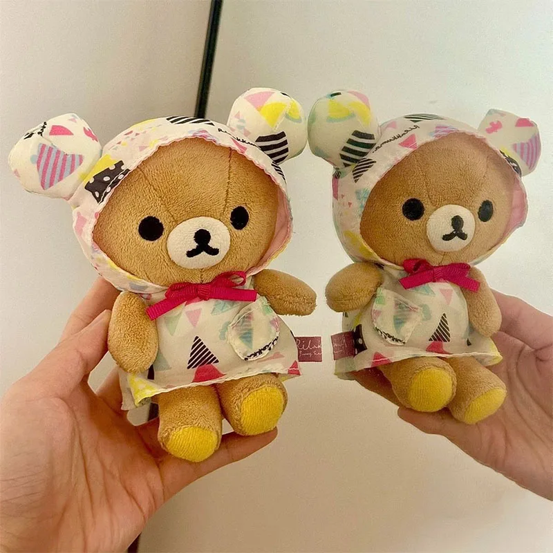 10 cm Kawaii Rilakkuma Plüsch Puppe Anhänger Schlüsselbund Anime Cartoon Nette San-x Student Rucksack Anhänger Schlüssel Kette Mädchen geschenke Spielzeug
