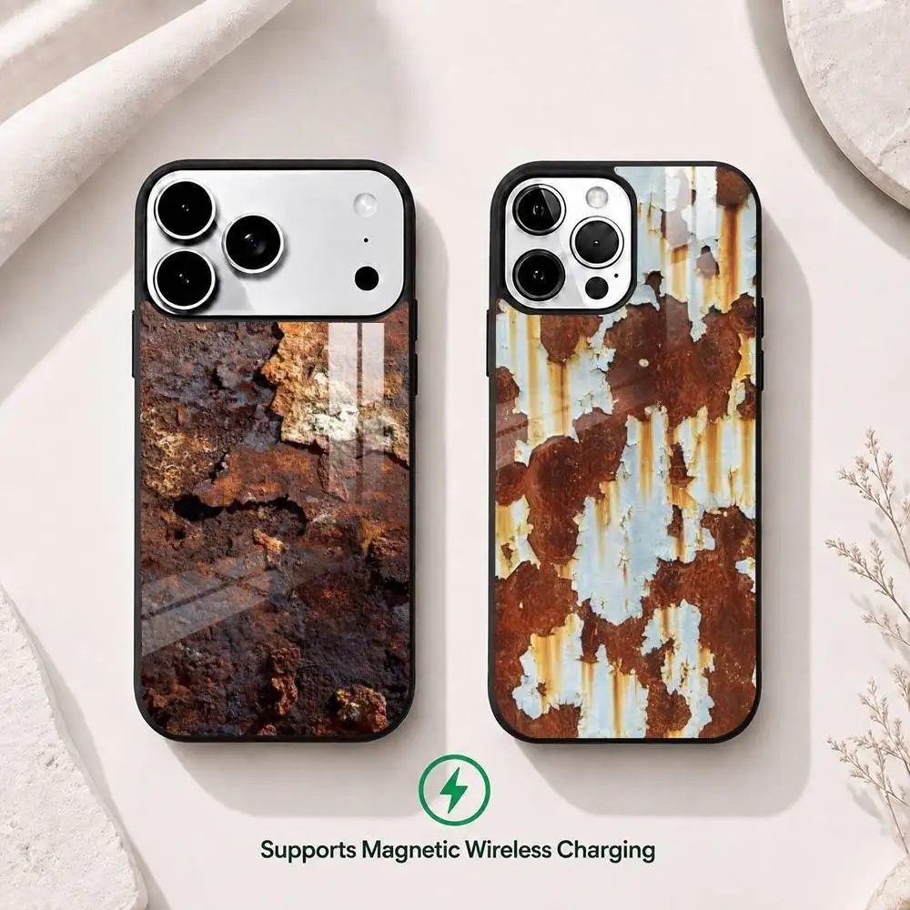 

Retro Industrial Rust Design Phone Case For iPhone17,16,15,14,13,12,11 Plus,Pro Compatible with magnetic wireless charging