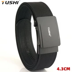 TUSHI Brand 4.3 Wide Thickened gun hanging double-layer nylon belt versatile casual outdoor tactical automatic buckle mens