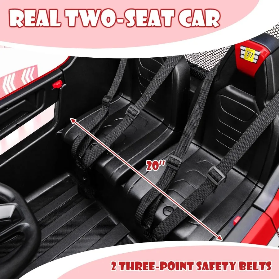 12V UTV 전기차용 2인승 전동차, 리모컨, 스프링 서스펜션, 소프트 스타트, 음악, 블루투스, FM 라디오, 배터리 포함