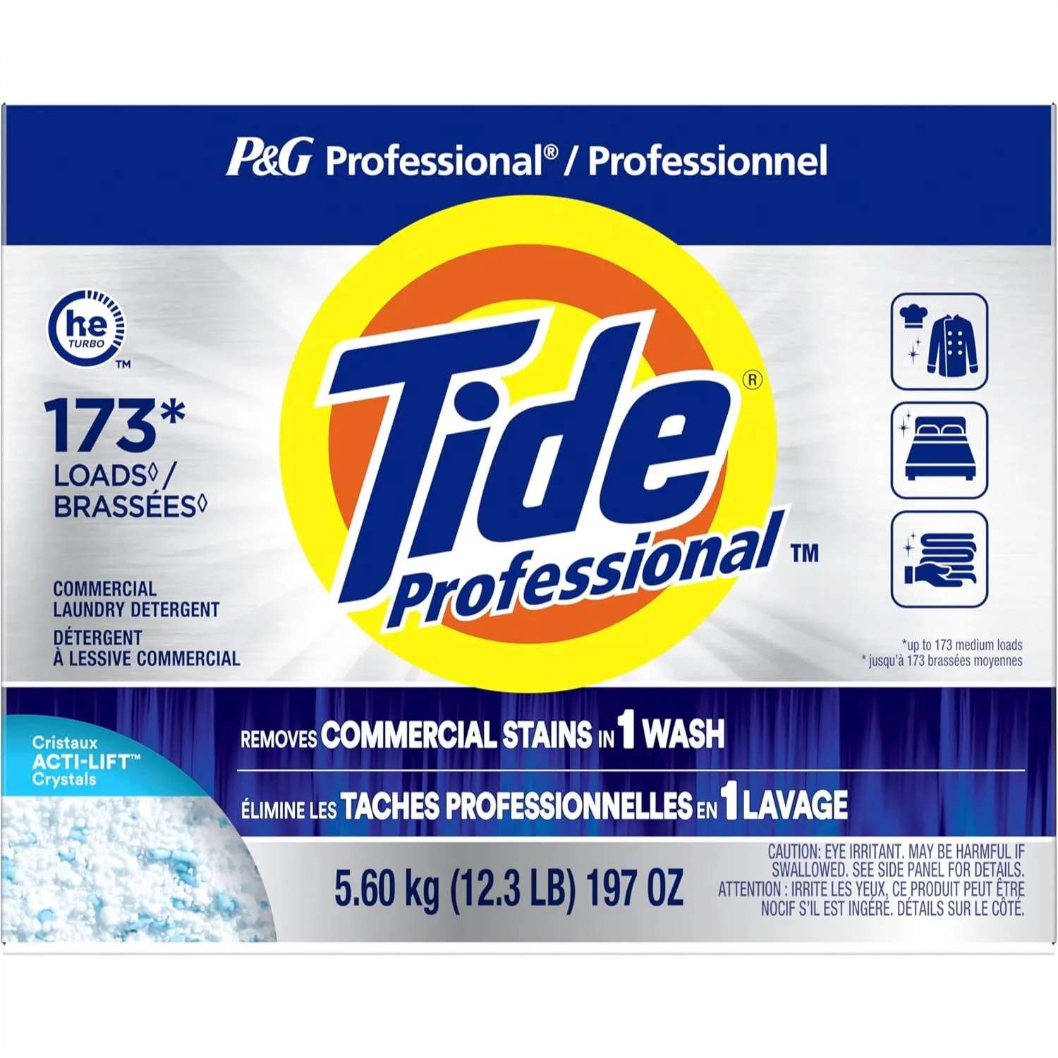 Professional Laundry Detergent Powder Bulk for Commercial Stains Removal, 173 Loads, 197 oz