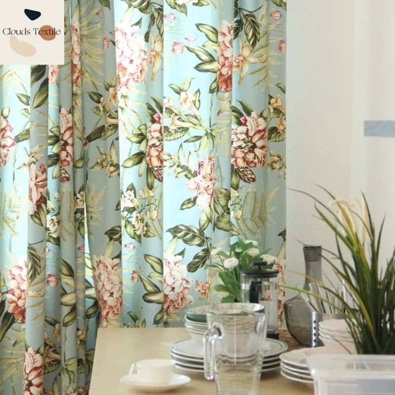 Simple European Pastoral Printing Curtains for Living Dining Room Bedroom American Country Living Room New Customize