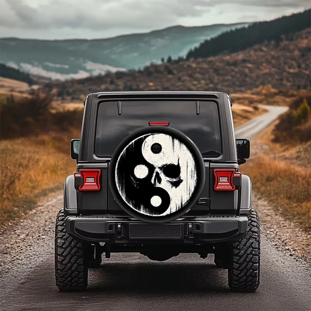 Gothic Skull Yin Yang Spare Tire Cover Dark Protection for SUV Truck Adventure