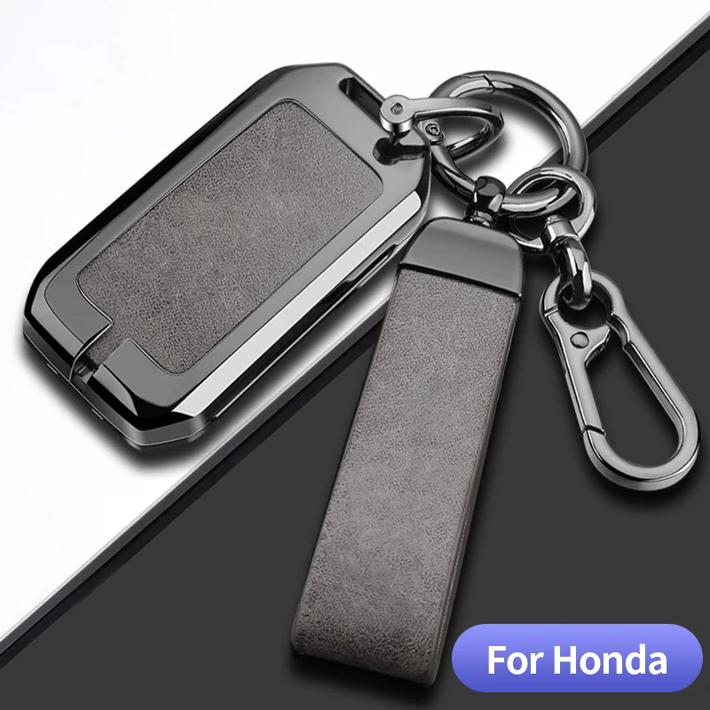 

Aluminium Alloy Leather Car Remote Key Case Holder for Honda CRV CR-V Civic Accord HR-V HRV City Odyssey XR-V Holder Keychain