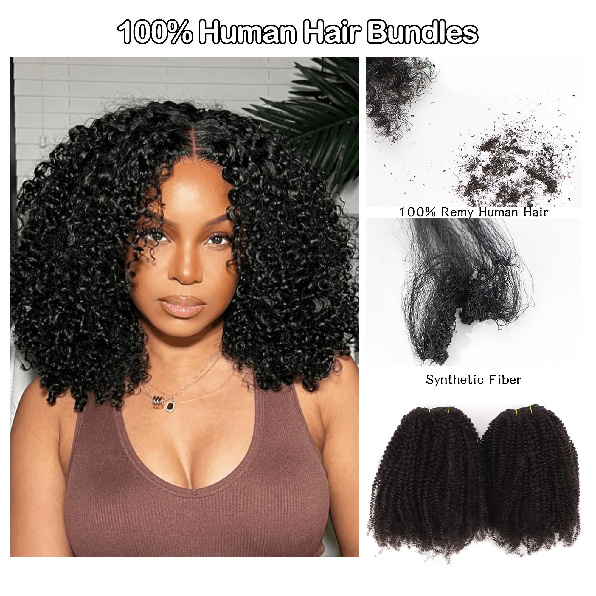 Afro Kinky Curly 18inches 100g Brazilian Curly Human Hair Weaves Weft Virgin Brazilian Human Hair Extensions Black Fashion Style