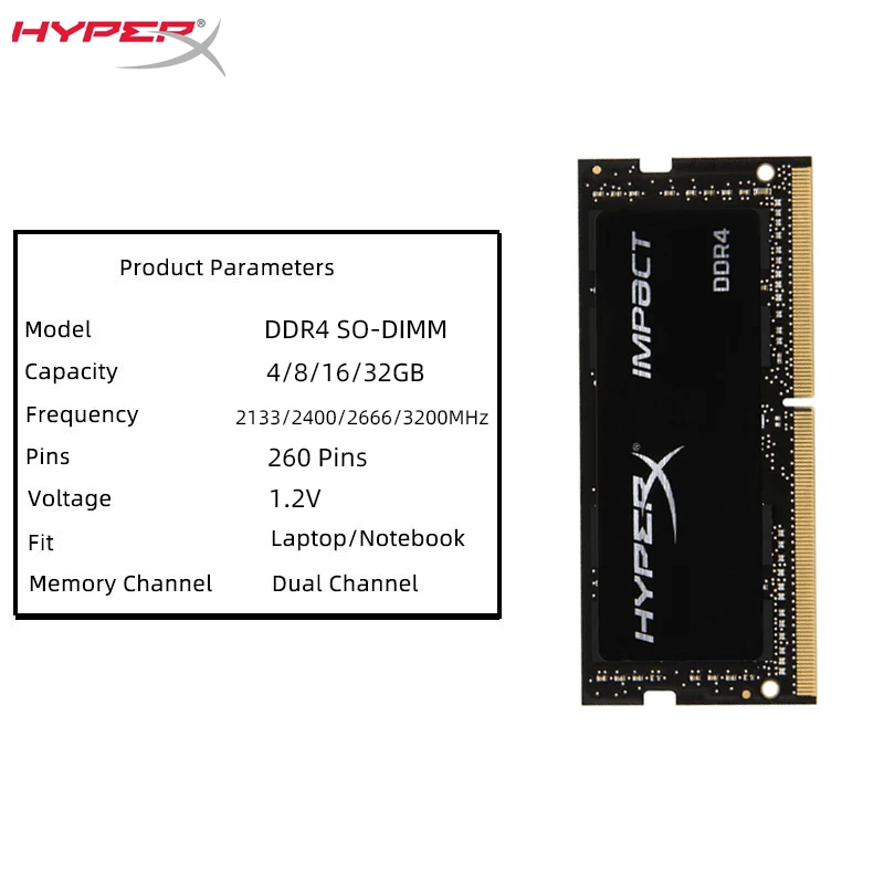 Mémoire pour ordinateur portable RAM 8 Go 16 Go 32 Go 3200MHz 2133 2400 2666MHz Mémoire pour ordinateur portable 260Pin 1.2V PC4-21300 25 femelle DDR4 SODIMM RAM