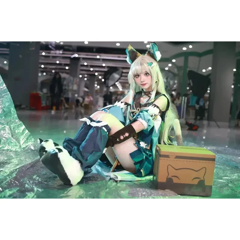 Disfraz de Cosplay de CyGenshin Impact Kirara, traje de mujer con orejas y cola, peluca, tema de juego de fiesta de Carnaval y Halloween