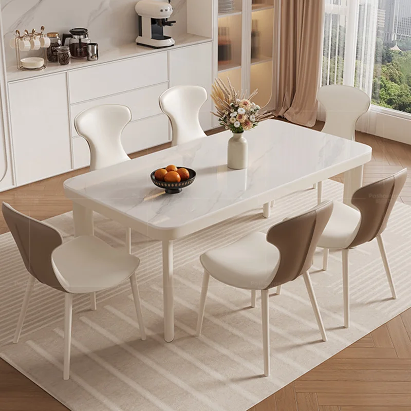 

Elegant Dining Tables Service Modern Table Rectangular Kitchen White Restaurant Luxury Slate Dinning Sets Mesa Reception Room