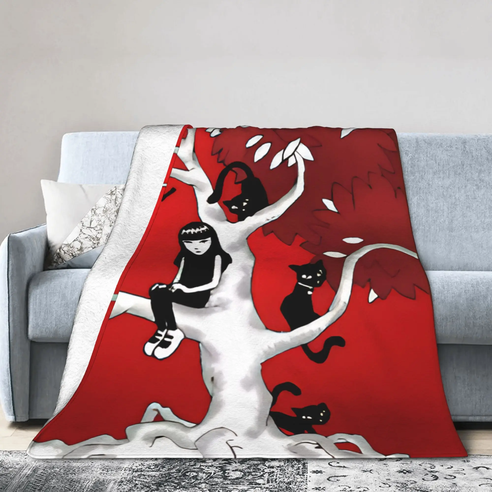E-Emily the Strange Tree Blanket  Flannel Awesome Warm Throw Blanket for Home All Season,