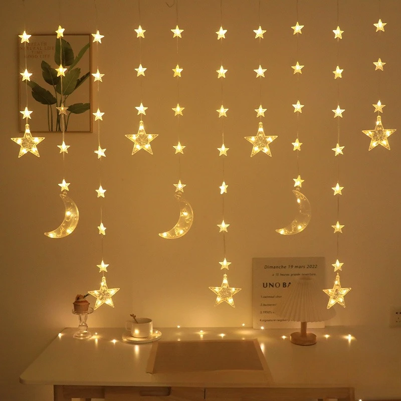 Star light LED curtain Ambient New solar star and moon camping Homestay decoration Internet celebrity lanterns