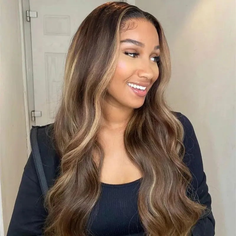 

180Density Glueless Body Wave 26inch Highlig Blonde 5x5 Silk Base Preplucked Jewish Human With BabyHair HDLace Wig European Hair