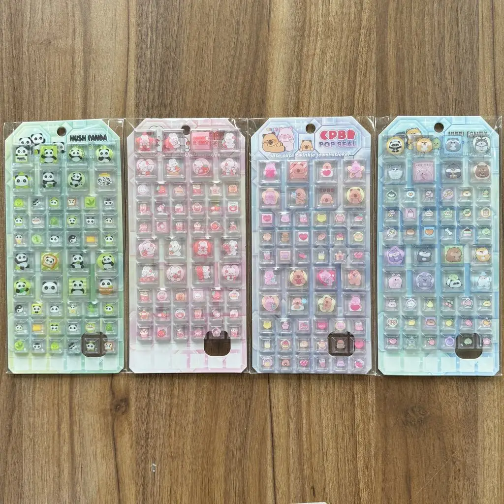 

Kawaii Animal Twinkle Jewel Adhesive Stickers 4 Pieces DIY Scrapbook Album Notebook Decoration Golden Memory Stickers Store