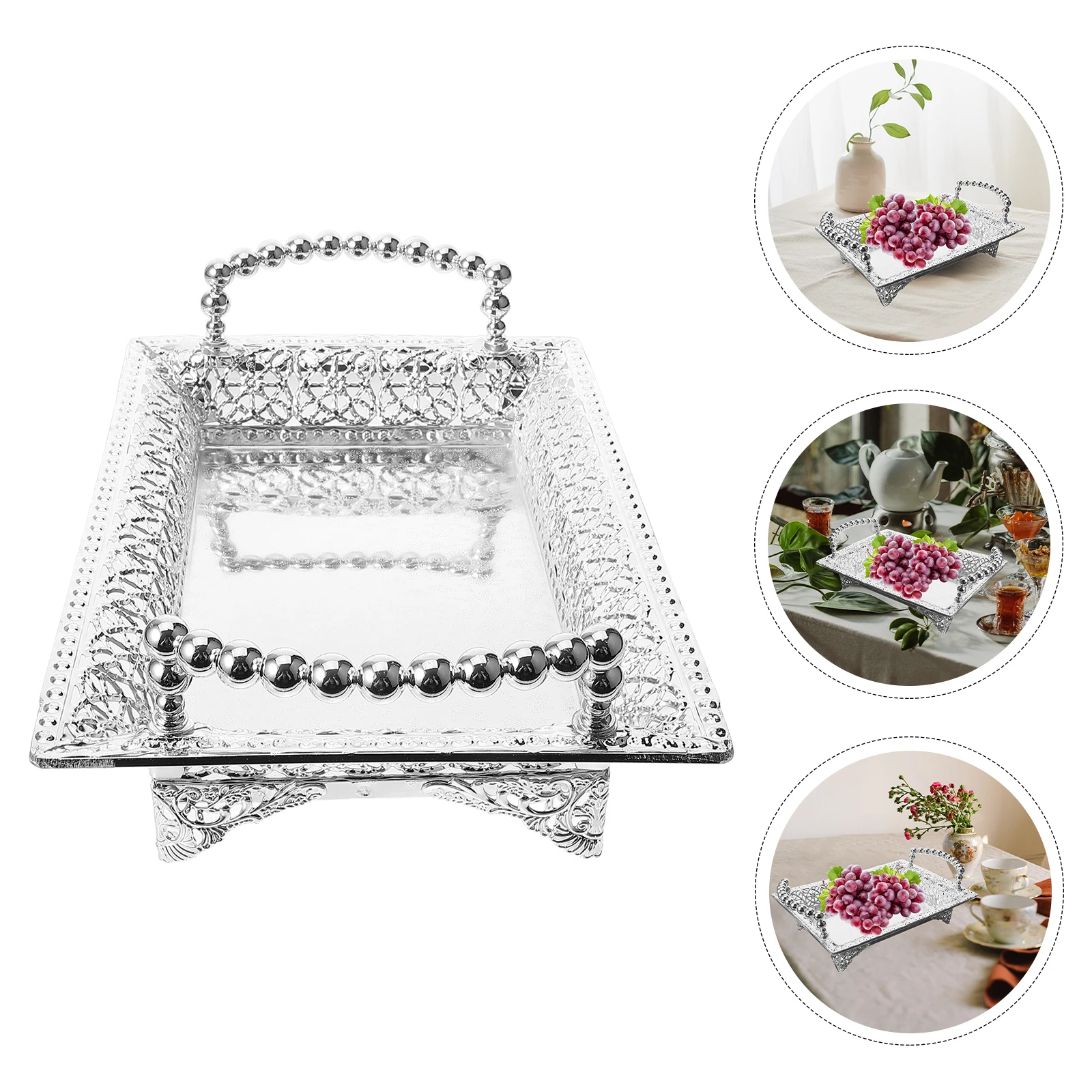 

European Style Metal Food Zinc Alloy Snack Storage Dish Serving Tray For Dried Fruit Candies Cookies Kitchen Barware