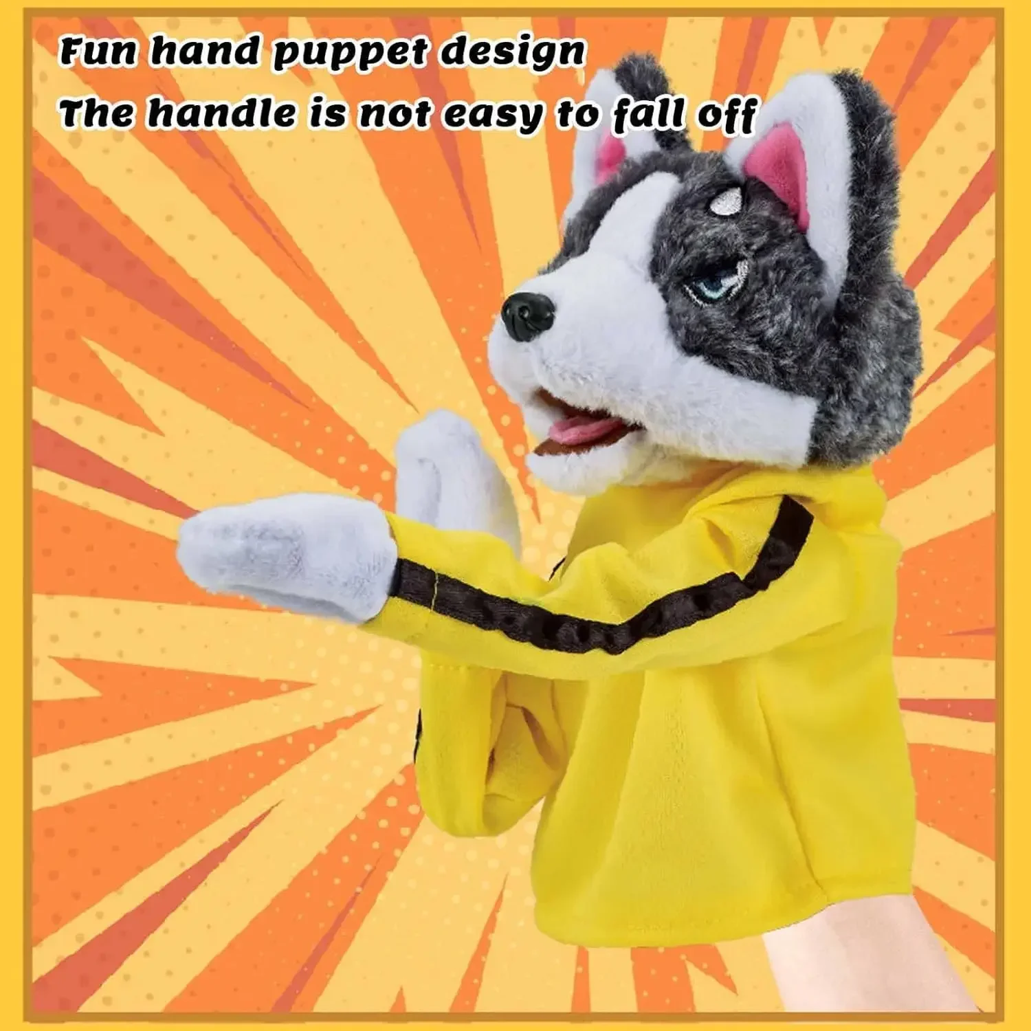 Electric Sounding Hand Puppet Dog Toy Children\'s Plush Boxing Husky Doll Interactive Tricky Child Soothing Toy Gift Hand Puppet