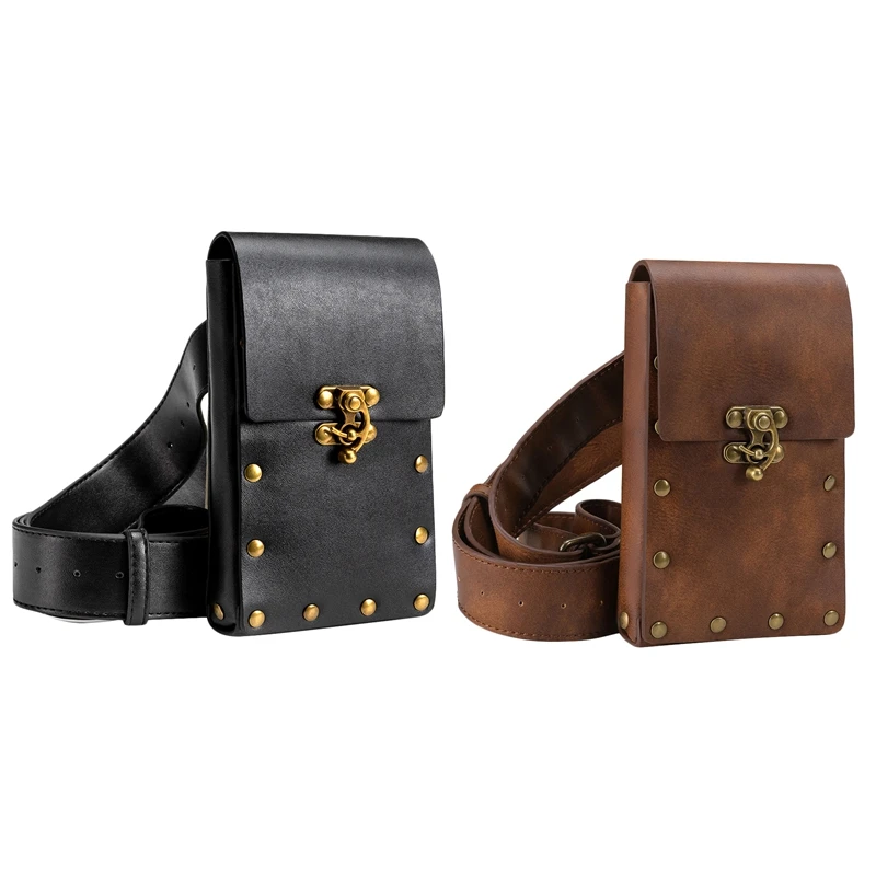 Medieval Renaissance Adult Male Knight Leather Vintage Pocket Belt Clothing Bag