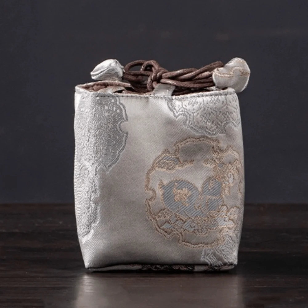 Portable Brocade Tea Set Storage Bag Thickened Embroidered Teapot Storage Bag Tea Cozy Gift