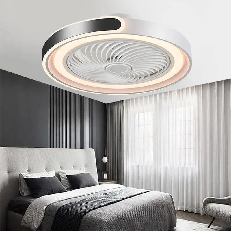 Modern New Smart Fan Light Living Room Bedroom Quiet Study Eye Protection Invisible Blades Reversible Durable