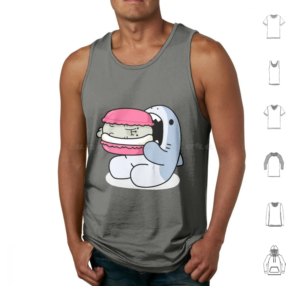 Samezu-camisetas sin mangas con estampado de macarrón, algodón, tiburón, océano, pez, mar, tiburones, ballena, tiburón, animales azules, agua, playa, divertido