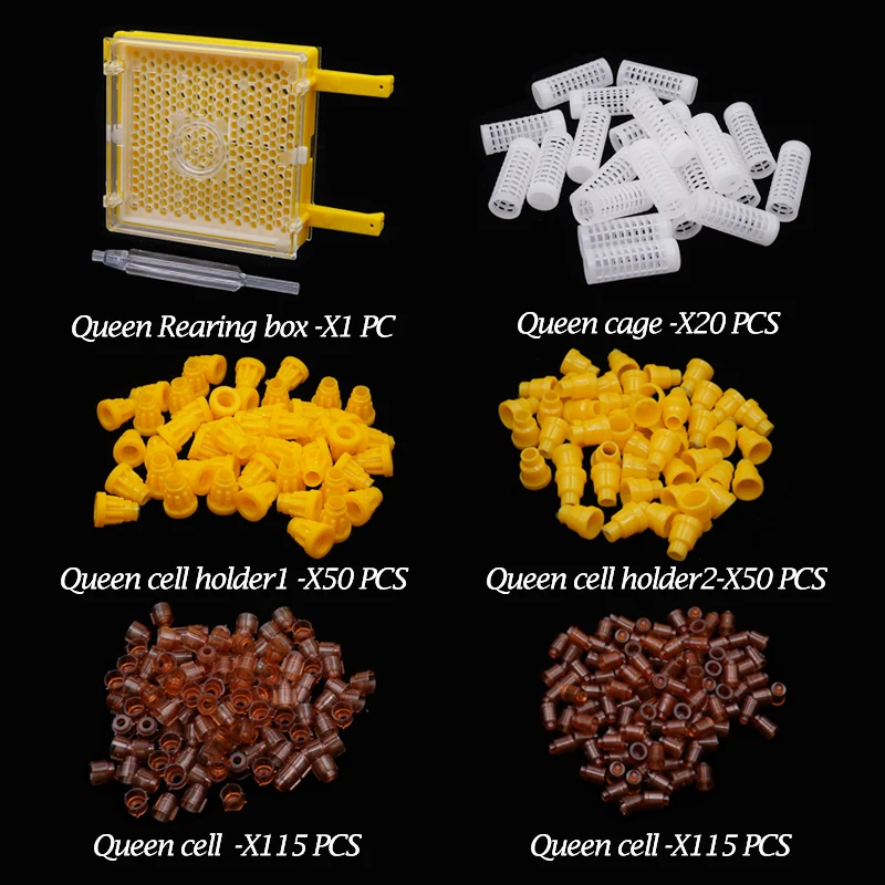 꿀벌 여왕 사육 키트, 양봉 상자 케이지 거치대 플라스틱 셀 컵, 젠터 양봉 도구, 양봉 시스템, 1 세트