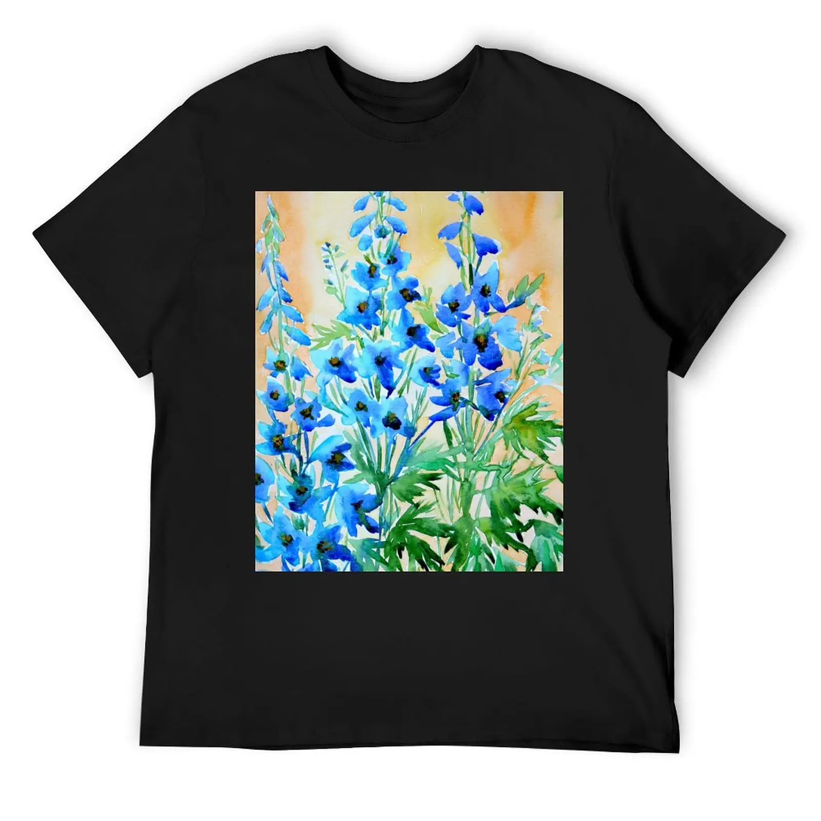 

Delphinium Flowers Watercolor Painting T-Shirt plus size tops summer tops funny meme t-shirts mens clothing