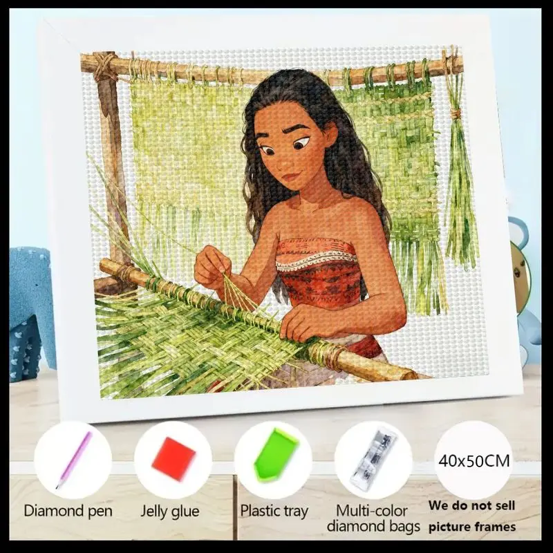 

1 шт. 5D DIY комплект алмазной живописи, милый мультфильм тропическая принцесса Моана плетение сцена полная круглая дрель кристалл горный хрусталь