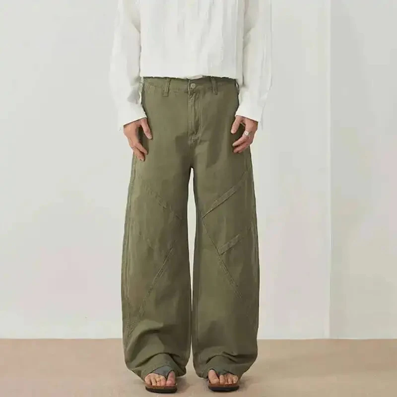 

2026 весенние мужские брюки-карго, американские потертые деконструктивные мужские модные винтажные свободные трехмерные брюки с изогнутым ножом