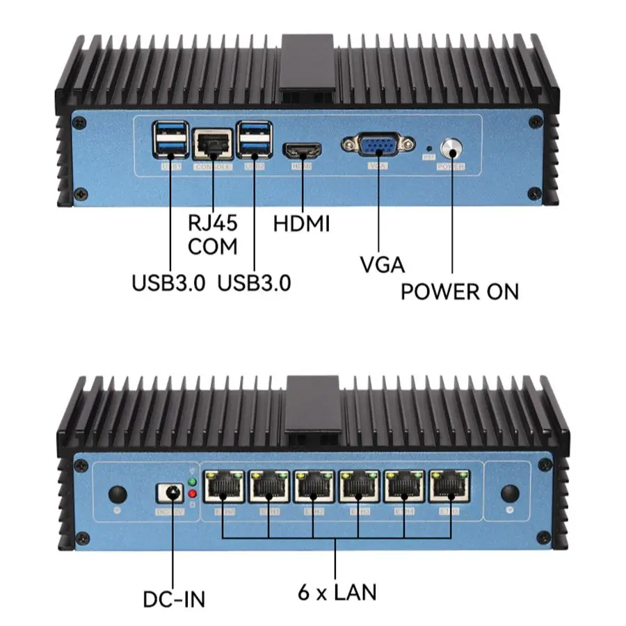 Industrial Mini PC Fanless Router 6 x Intel I211 LAN Core i7 6500U i5 Pentium 4415U DDR4 PfSense Firewall Appliance Server