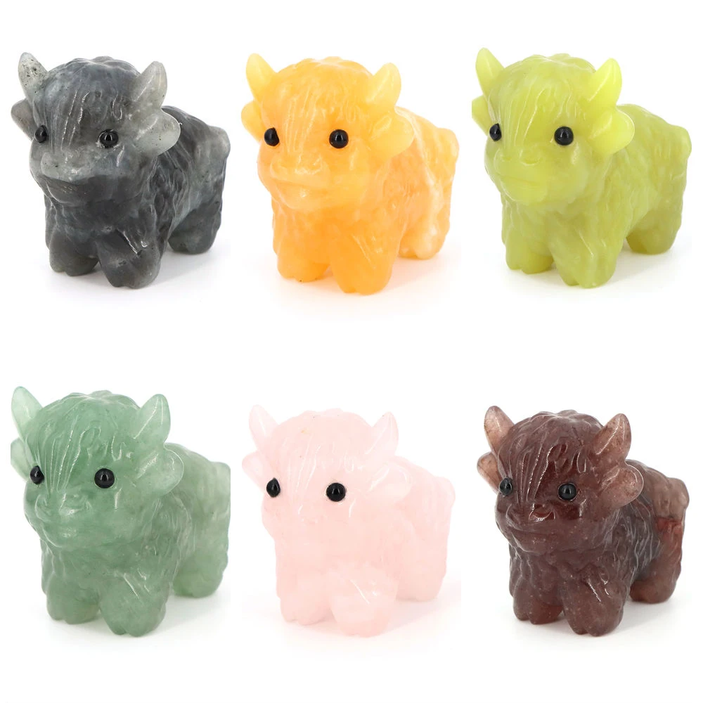

Natural Stone Yak Statue Carving Healing Crystal Highland Animal Figurine Tabletop Ornament Lucky Crafts Home Decor Holiday Gift