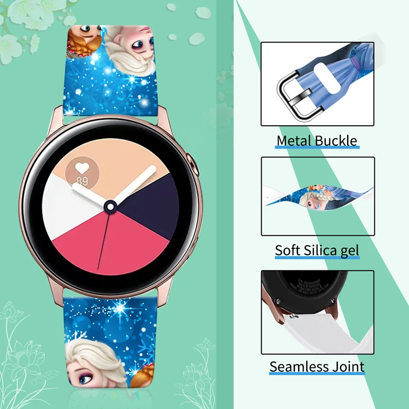 Disney Frozen 20mm Printed Strap for Samsung Galaxy Watch 6/5 40mm 44mm Band Replaceable Bracelet for Amazfit Balance 5Pro 45mm