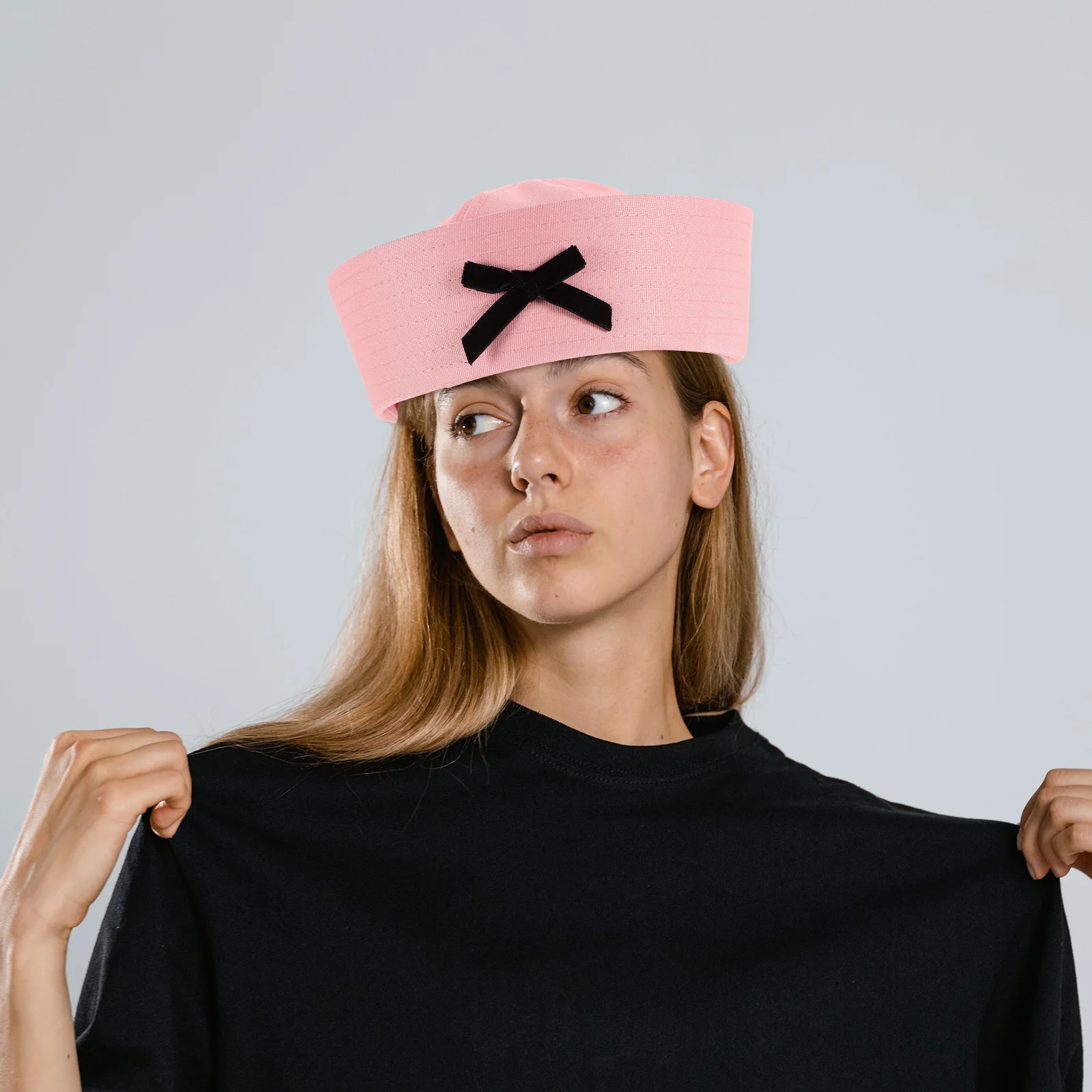 

Women Navy Sailor Bowknot Hat Classic Fabric Comfortable Breathable Cosplay Party Costume Cap Bowknot Sailor Hat