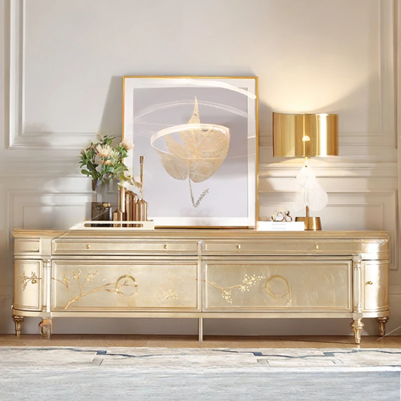 Storage Organizer Gold Tv Table Living Room Luxury Universal Floor Tv Stands Modern Nordic Fernsehen Tisch Furniture Home