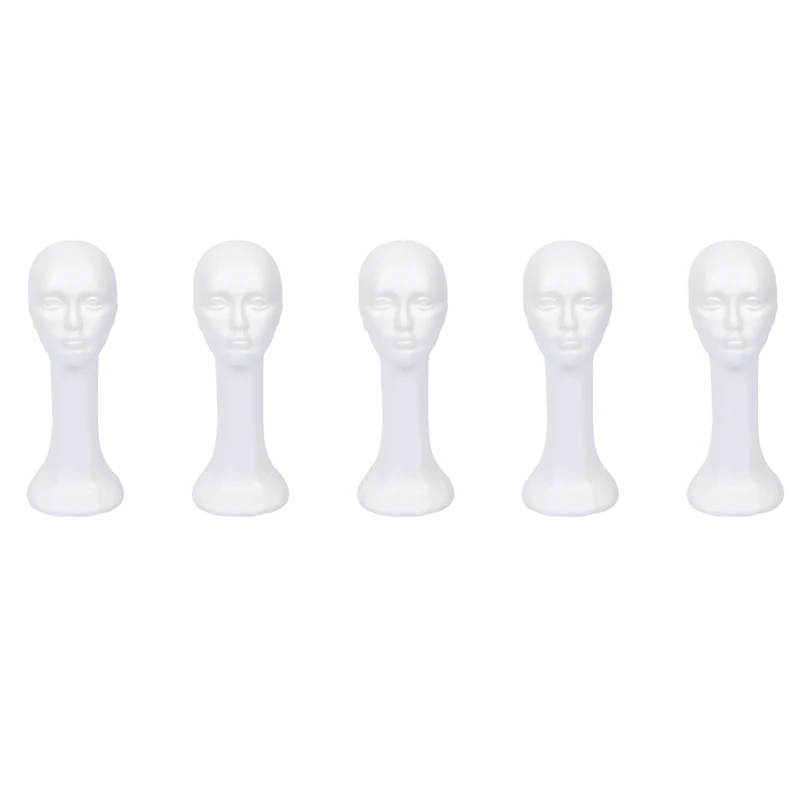 

5X Long Neck Female Foam Head Model Glasses Hair Wig Mannequin Hat Stand Styrofoam