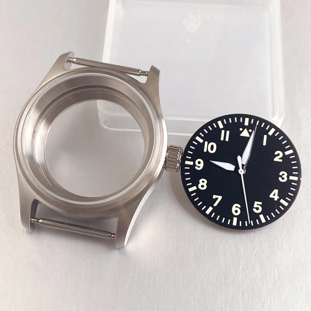 20ATM Diving Pilot Small 36mm Watch Case Sapphire Blue Black 29mm Dial Hand Fit NH35 NH36 ETA 2824 PT5000 Watch Part Glass Back