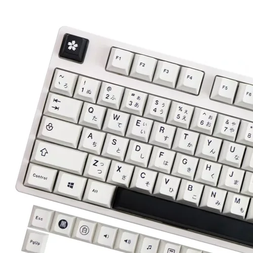 Imagen 2 del producto GMK-teclas minimalistas con tinte de perfil de cereza, teclas PBT de sublimación, teclas de estilo blanco y negro para teclado mecánico personalizado, GK61 japonés
