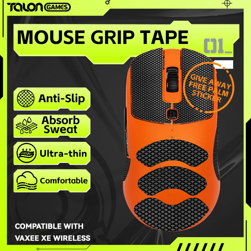 1 Pack TALONGAMES Mouse Grip Tape For VAXEE XE Wireless Mouse,Palm Sweat Absorption Anti Slip,Cut to Fit,Easy to Apply